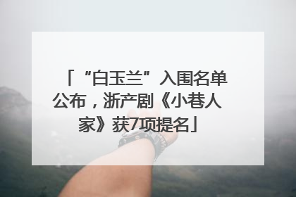 “白玉兰”入围名单公布，浙产剧《小巷人家》获7项提名