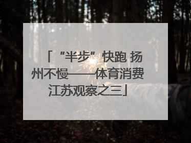 “半步”快跑 扬州不慢——体育消费江苏观察之三