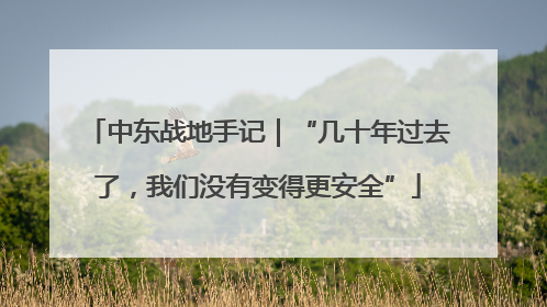 中东战地手记｜“几十年过去了，我们没有变得更安全”