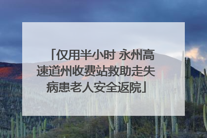 仅用半小时 永州高速道州收费站救助走失病患老人安全返院