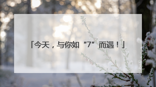 今天，与你如“7”而遇！