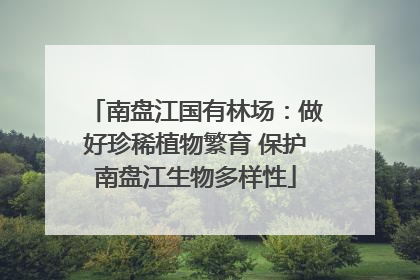 南盘江国有林场：做好珍稀植物繁育 保护南盘江生物多样性