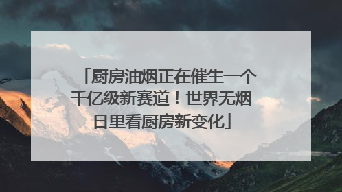 厨房油烟正在催生一个千亿级新赛道！世界无烟日里看厨房新变化