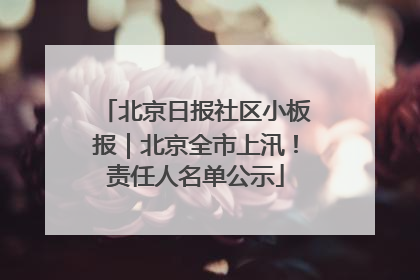 北京日报社区小板报｜北京全市上汛！责任人名单公示