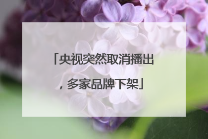 央视突然取消播出，多家品牌下架