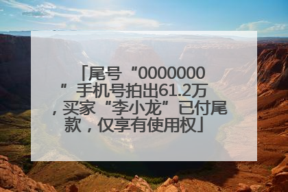 尾号“0000000”手机号拍出61.2万，买家“李小龙”已付尾款，仅享有使用权