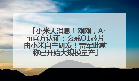 小米大消息！刚刚，Arm官方认证：玄戒O1芯片由小米自主研发！雷军此前称已开始大规模量产