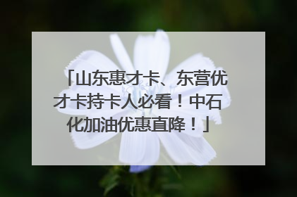 山东惠才卡、东营优才卡持卡人必看！中石化加油优惠直降！