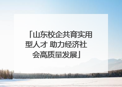 山东校企共育实用型人才 助力经济社会高质量发展