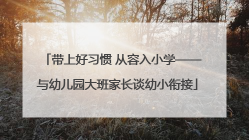 带上好习惯 从容入小学——与幼儿园大班家长谈幼小衔接
