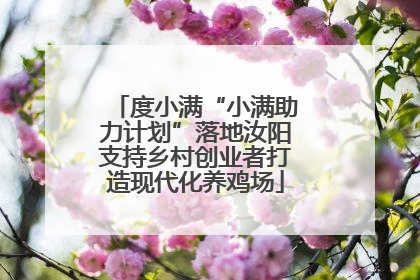 度小满“小满助力计划”落地汝阳支持乡村创业者打造现代化养鸡场