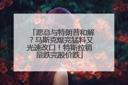 愿意与特朗普和解？马斯克爆完猛料又光速改口！特斯拉销量跌完股价跌