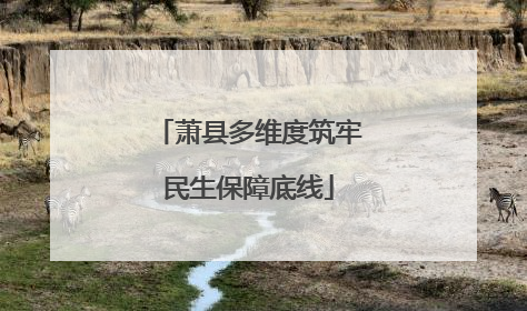 萧县多维度筑牢民生保障底线