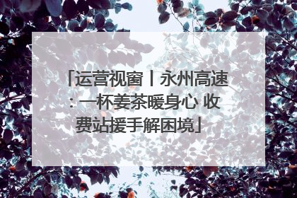 运营视窗丨永州高速：一杯姜茶暖身心 收费站援手解困境