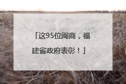 这95位闽商，福建省政府表彰！