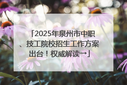 2025年泉州市中职、技工院校招生工作方案出台！权威解读→